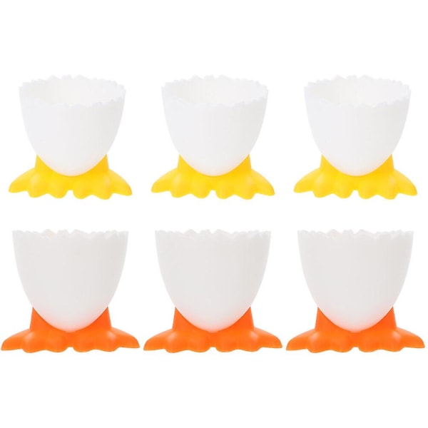 6 st Söt kopp Plast Äggkopp Ägghållare Kokt ägg Mugg Ägg Soldat Bägare Äggkopp Bas Gul Orange4 Yellow Orange 4.6X4.6X4.5CM