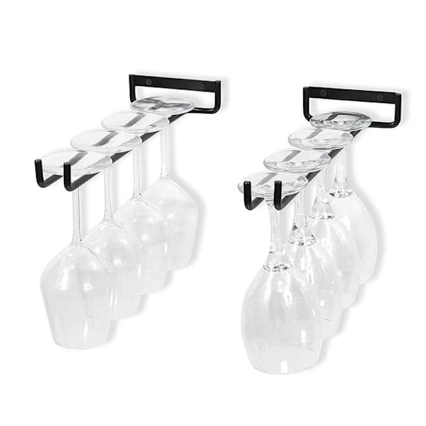 Sæt med 2 vinglasholdere, metal, glasholder, glasstativ, omvendt glasholder, vægmontering