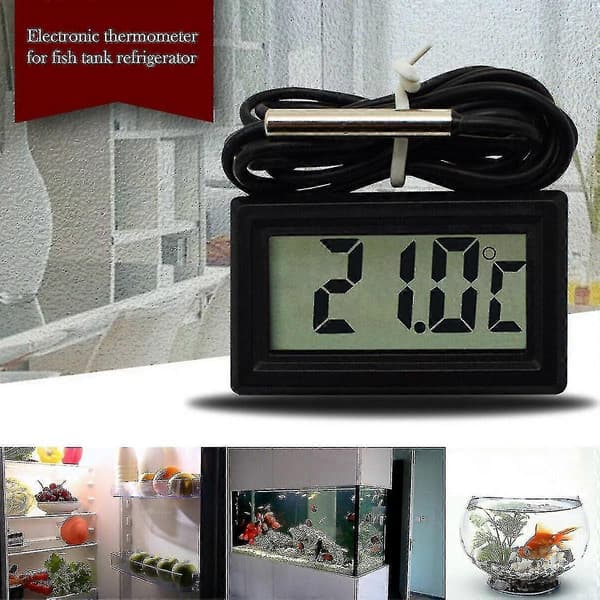 Mini digital termometer med 2-5m sond, LCD-display och svart kabel 2M 2M
