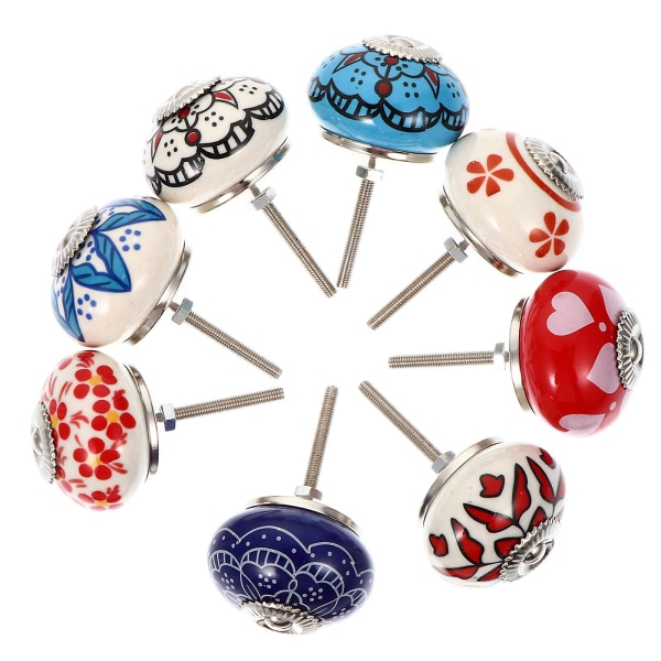8 st Skåpsknoppar Keramik Förtjusande färg Garderobshandtag Lådadragknappar, sorterad färg4X4CM Assorted Color 4X4CM