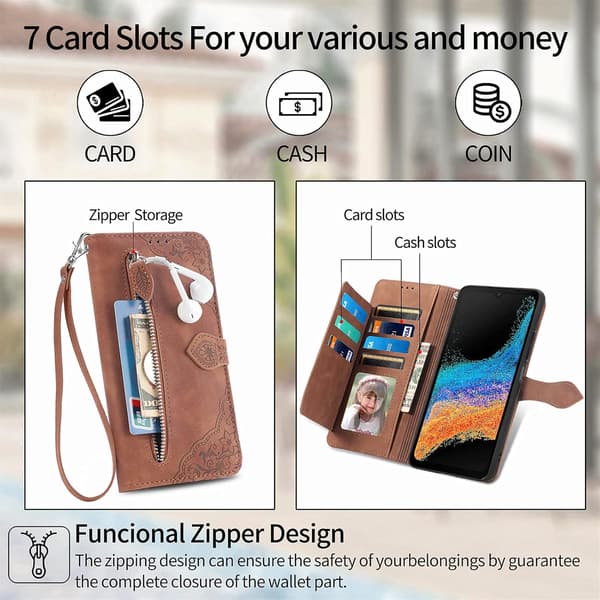 Suitable for Samsung S21 Plus mobile wallet case, with shoulder strap, 7 card slots, leather, flip case all-inclusive protective case red red