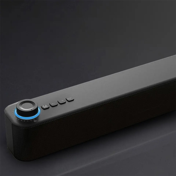 Mini Stereo Sound Bar med subwoofer för TV, PC-högtalare för bärbar dator, handsfreesamtal, hemmabiohögtalare, med inbyggd ljudmikrofon (svart)