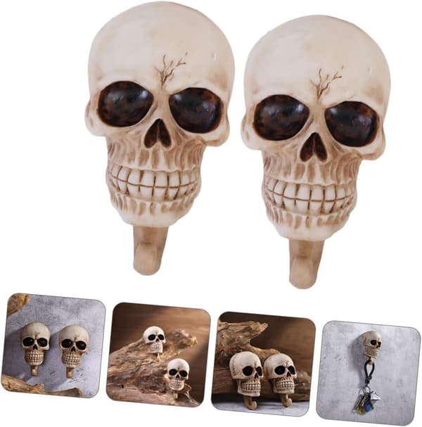 2pcs Skull Hook Halloween Creative Wall Mounted Hangers Home Hook Decorative