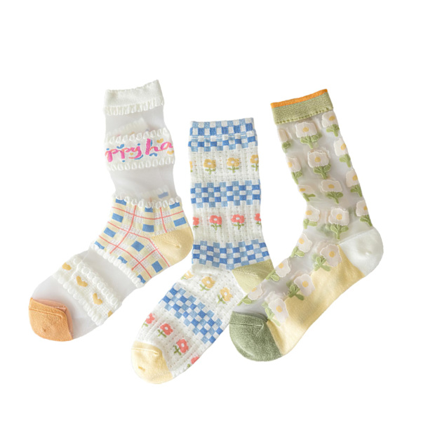 6 Par Kvinders Strømper, Bomuld Let Strømper, Ruffle Lace Strømper til og Kvinders Candy Lace Sheer og Bomuld Strømper