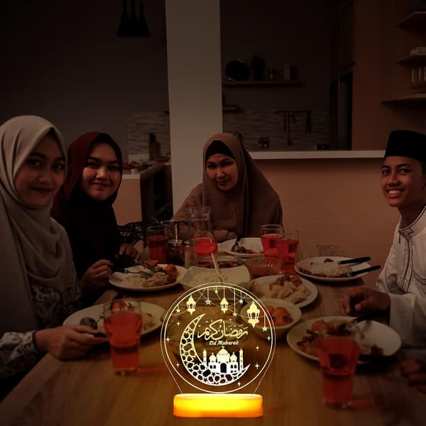 Ramadan LED Natlampe Stjerne Måne Eid Mubarak Borddekoration Gave