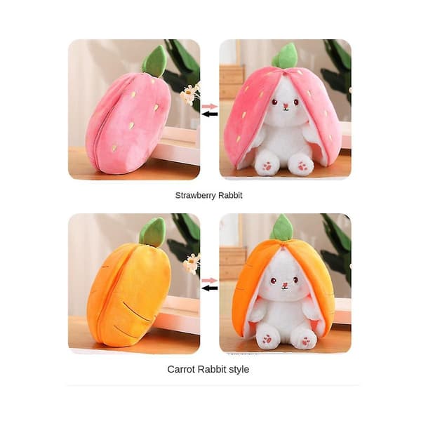 Cute Rabbit Doll, Children's Gift, Strawberry Rabbit Transformed into Rabbit, Fruit Doll Plush