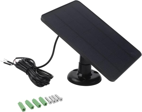 Oplader Ringbeslag Pålideligt 4W Solpanel til Video Dørklokke med Justerbar Optimal Positionering (Sort) Sort Black
