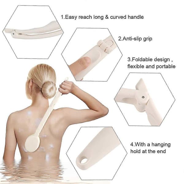 Long Handle Bathroom Brush Set, 3 in 1 Foldable Shower Brush, Back Scrubber