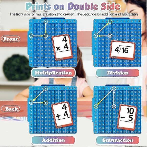 Math Flash Cards + Math Board, Multiplication Flash Cards Times Table, Math Manipulatives Division, Addition, Subtraction Math Games Toys for Kids