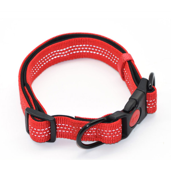 Koiran kaulapanta, klassinen säädettävä heijastava nylon , jossa pehmustettu hengittävä mesh, sopii keskikokoisille koirille, M, punainen