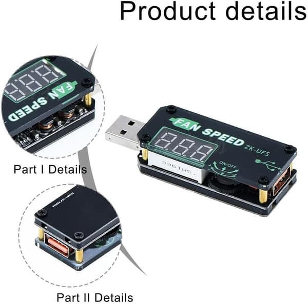USB blæserhastighedstimer DC-motorer blød start og 5V controller LED-dæmpningsmodul justerbar spændingsregulator til 4,0-12V med digitalt display, sort
