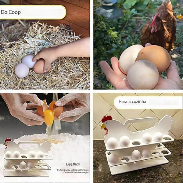 Chicken Design Egg Holder | Chicken Shaped Egg Storage for Kitchen | Wooden Egg Rack for Kitchen Countertop