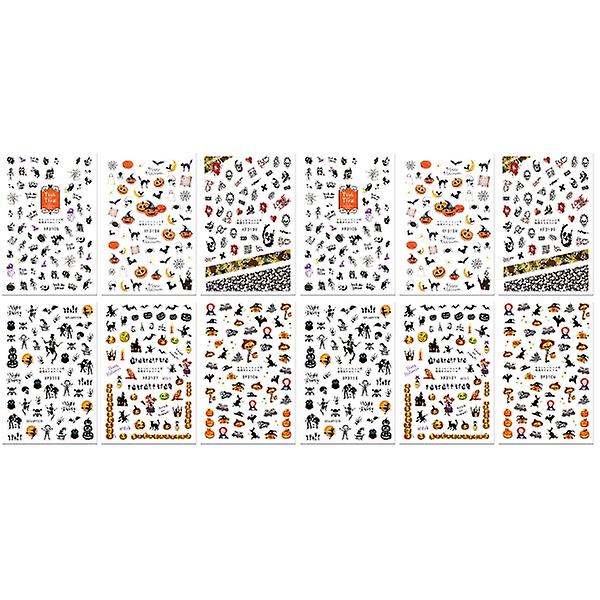 18 stk Halloween Ansigtsdekaler Skalle Flagermus Sticker Kunstdesign Negle Dekoration Tilbehør 12 stk 13x8,3cm 12 pcs 13x8.3cm