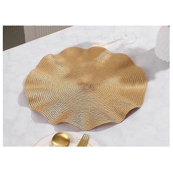 Wavy Round Coaster, Round Anti-scald Mat, Dining Table Insulation Western Style Coaster, Kitchen Table Mat, Red