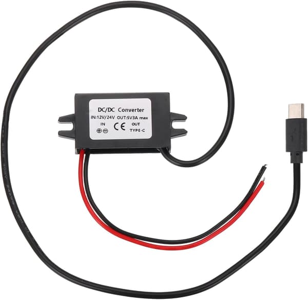 DC 12/24V til 5V Strømkonverter 3A 15W Step Down Spændingsreducerende Transformer Forsyningsmodul Adapter til Bil Lastbil Solcelleanlæg (Type-C