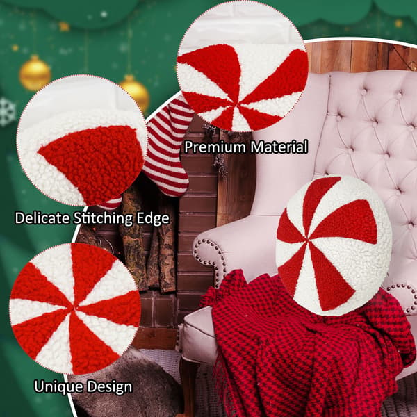 Christmas Gingerbread and Candy Cane Pattern Plush Pillow - Decorative Sofa Cushion