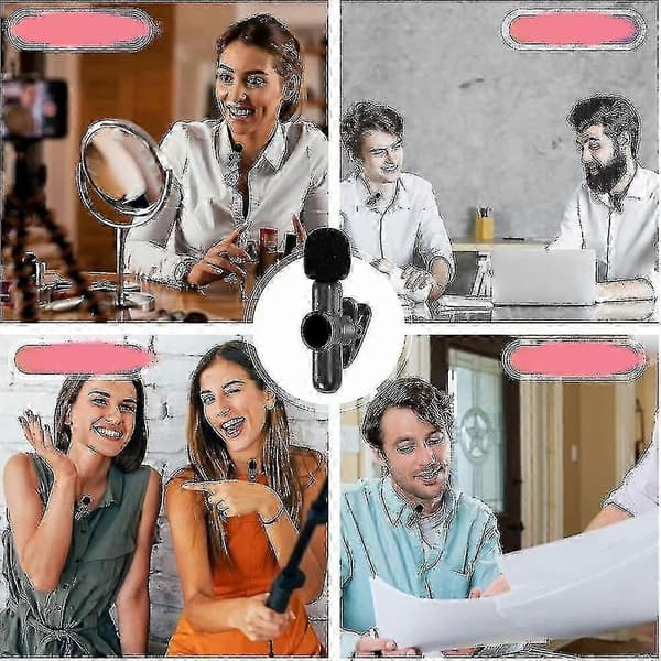 Wireless Lavalier Microphone for iPhone iPad, Plug and Play Wireless Mic for Recording, Live Streaming, Youtube, Tiktok, Noise Reduction, Automatic