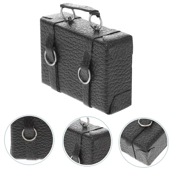 Mini-matkalaukku Miniatyyri Vintage-matkalaukku Lasten Mini-lelu Mini-talon Tarvike Musta 4,5x4cm Black 4.5x4cm