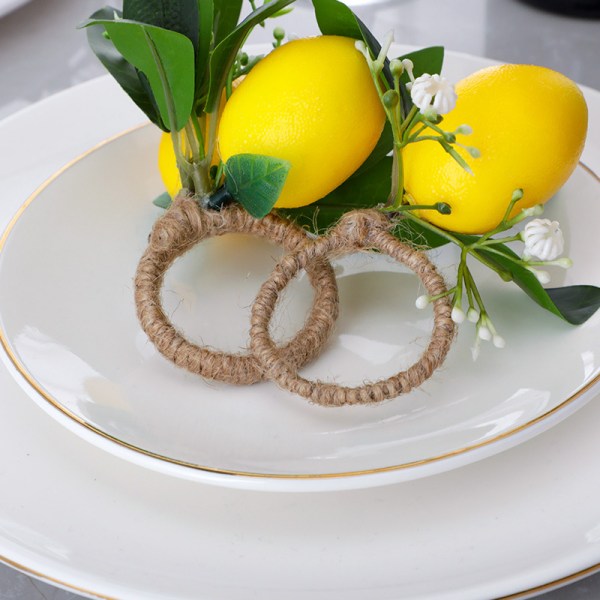 Sitruunaiset lautasliinasormukset 6 set , hedelmäinen lautasliinapidikesormukset kattaukseen, söpöt lautasliinasormukset syntymäpäiväjuhliin Wedding Summer Di