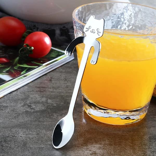 Kattekop Kaffeske Sæt, Rustfrit Stål Hængende Kop Teske