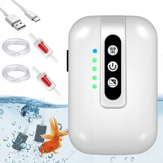 Small Aquarium Oxygen Pump - Multifunctional Aquarium Air Pump - Two Operating Modes - Adjustable Air Volume - Suitable for Outdoor Fish Tanks