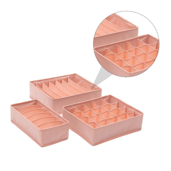 Skuffboks med romdeler, sokkboks, sammenleggbar oppbevaringsboks, bh-skufforganisator, rosa, 33x28x9 cm Pink 33x28x9cm