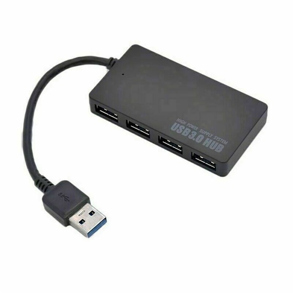 USB 3.0 hub med 4 porte Sort