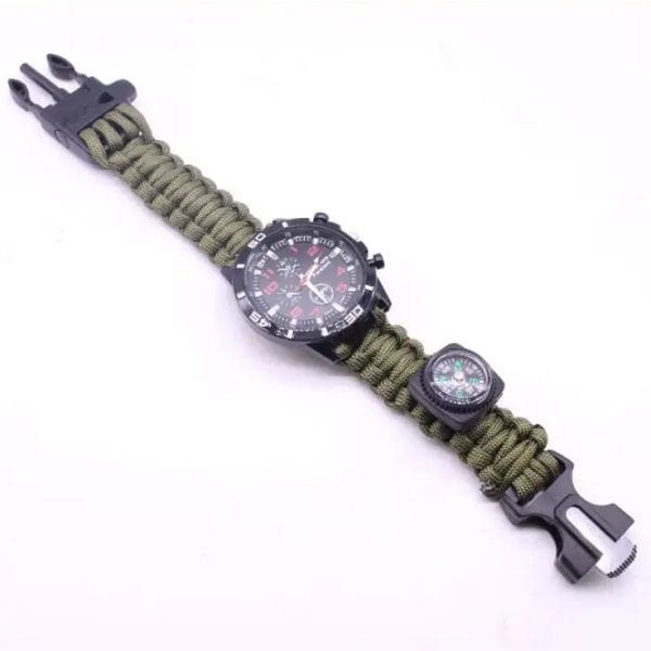 2pcs Military Tactical Watch for Men, Multifunctional Outdoors Waterproof Survival Watches with Compass Whistle Fire Starter and T