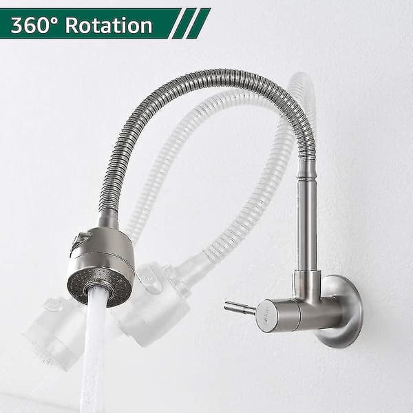 Wall-mounted kitchen faucet 360 rotatable with functions Kitchen faucet Cold water Single cooling Wall-mounted mixer on brushed surface Spri