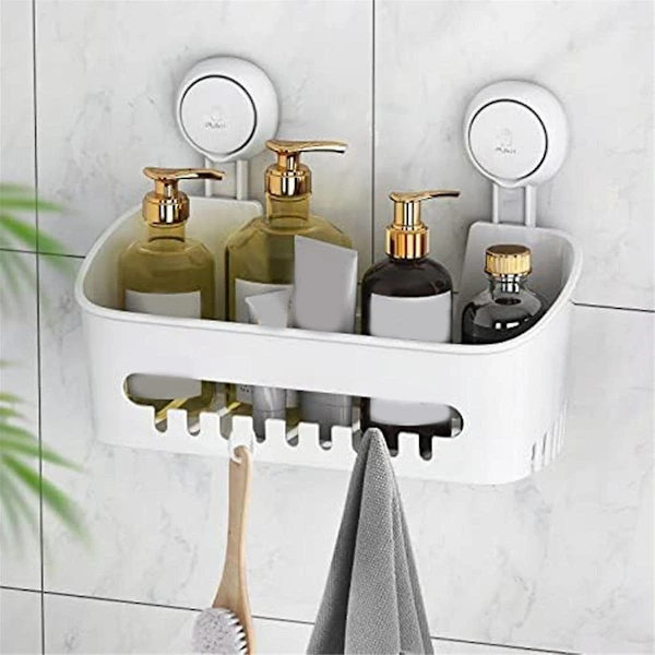 Shower Suction Cup Shelf Basket, One-Second Installation, Removable Powerful Organizer for Bathroom