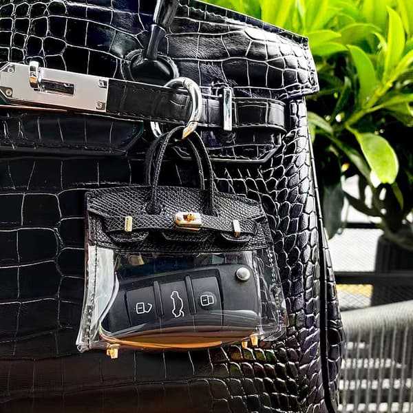 Mode Kvinnor Mini Kosmetisk Väska Bilnyckel Pack Pendel Transparant Red