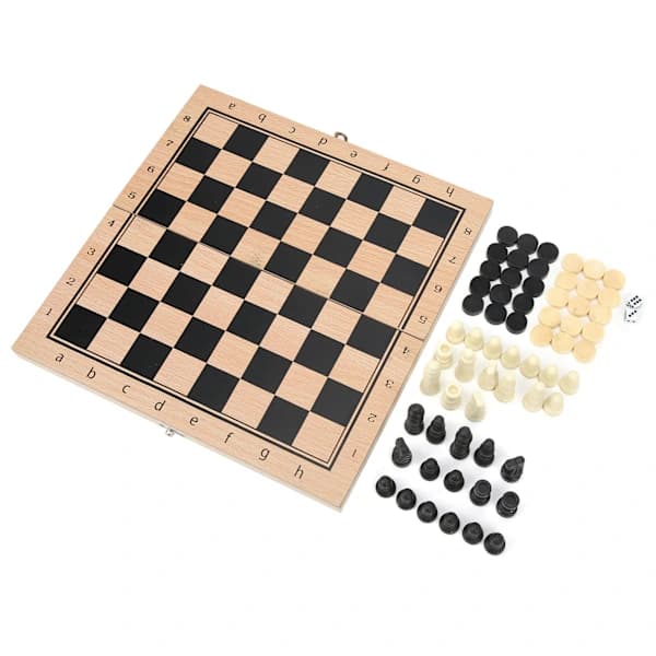 3-i-1 Schack Dam Backgammon Vikbar Bärbar Interaktiv Schackbrädeleksak 24 x 24 cm / 9,4 x 9,4 tum