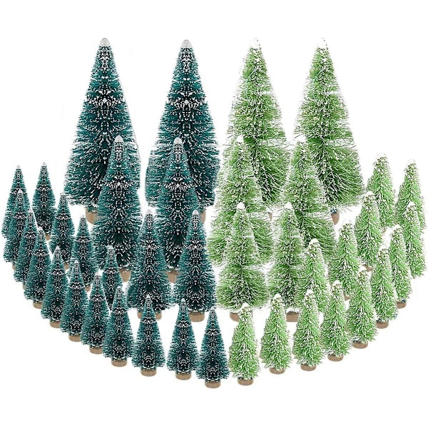 42 st Miniatyrjulgranar Konstgjorda Julgranar Mini Trä Blå Turkos Sisal Snö Bord Dekoration Inomhus Sovrum Hem Fest