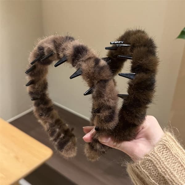 Leopardmönstrat hårband med tänder, sicksack-hårband, retro leopardmönstrat kamhårband håraccessoarer