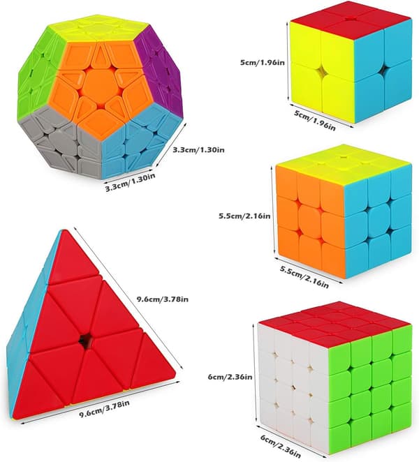 Speed Cube Sæt 2x2 3x3 4x4 Pyramide Magic Cube, Glat Stickerfri