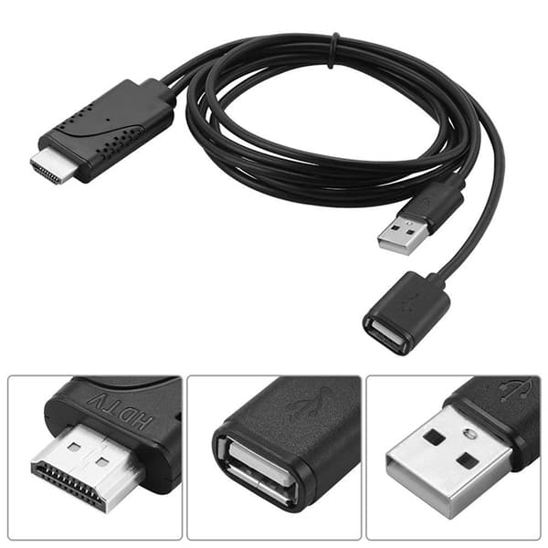 2-i-1 USB-hun til HDMI-han HDTV-adapterkabel til IOS 8.0 &