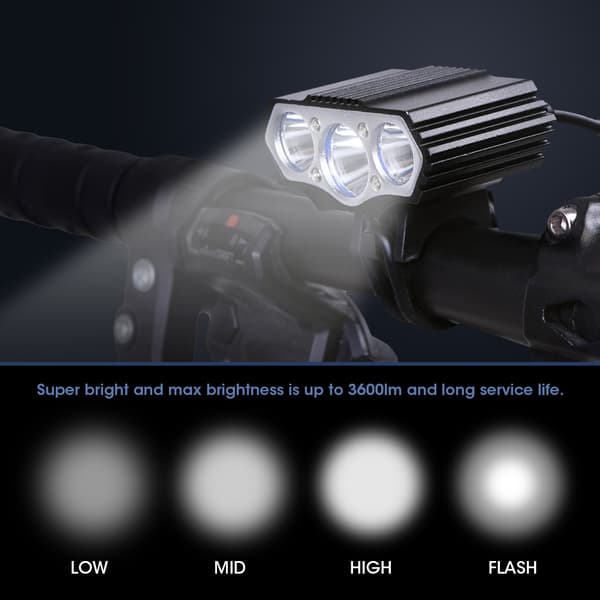 F3 Bright USB Bicycle Headlight Rechargeable Bright LED Lamp Professional Bike Light - Black