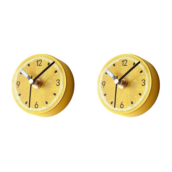 3pcs Refrigerator Magnets Sticker Clock Round Fruit Pattern Wall Clock Message Stickers (yellow Lemo