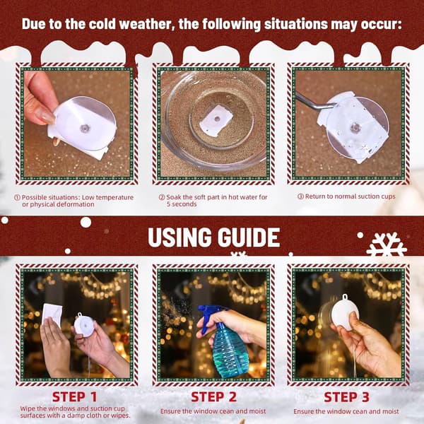 5-pack Christmas Window Lights Decorations with Timer, Battery Operated Hanging Warm White Lighted Snowflake Tree Star Deer Bells Shaped LED String Lights