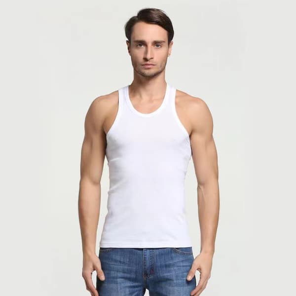 5-pack Herrlinnen 100% Bomull Tanktop Underkläder (Vit*5 XL