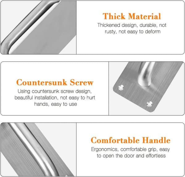 Sliding Door Handle, Exterior Gate Handle Push Door Handle Backplate Stainless Steel Handle with Backplate, Push Door Handle-FA-