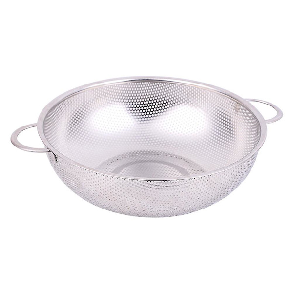 Ruostumattomasta teräksestä valmistettu kaksikahvainen hedelmä- ja vihanneskori, pyöreä riisinsiivilä, tyhjennys- ja pesukorit, keittiöväline (22,5 cm)