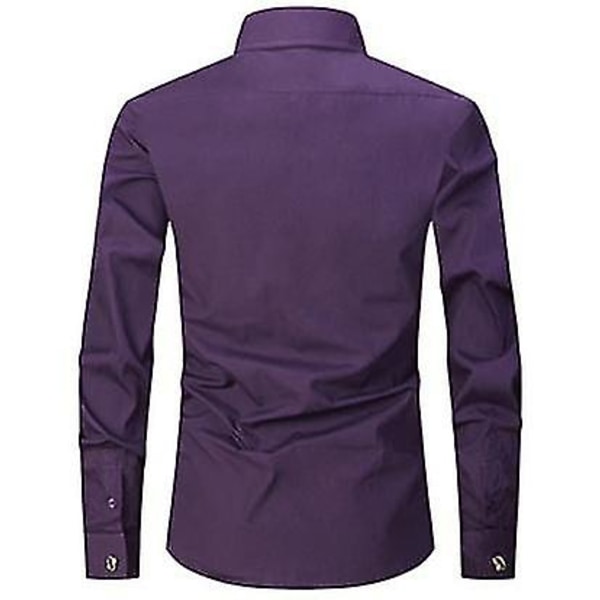 Mænds Langærmet Forretnings- & BryllupsSkjorte 2XL Lilla Purple 2XL