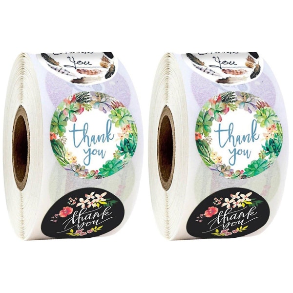 3 Ruller / 500 stk Chic Tak-Du-Ord Stickers Blomst Mønster DIY Sticker Bageemballage Etiket Gaveindpakning 2 Rolls 2.5*2.5cm