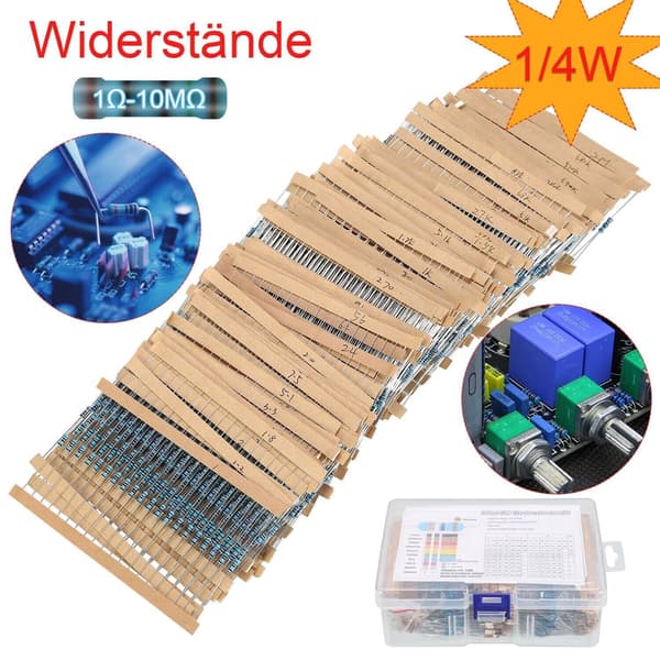 2600 stk Modstand Metalfilmmodstand 1/4W Modstand 1Ω-10MΩ Sortimentssæt
