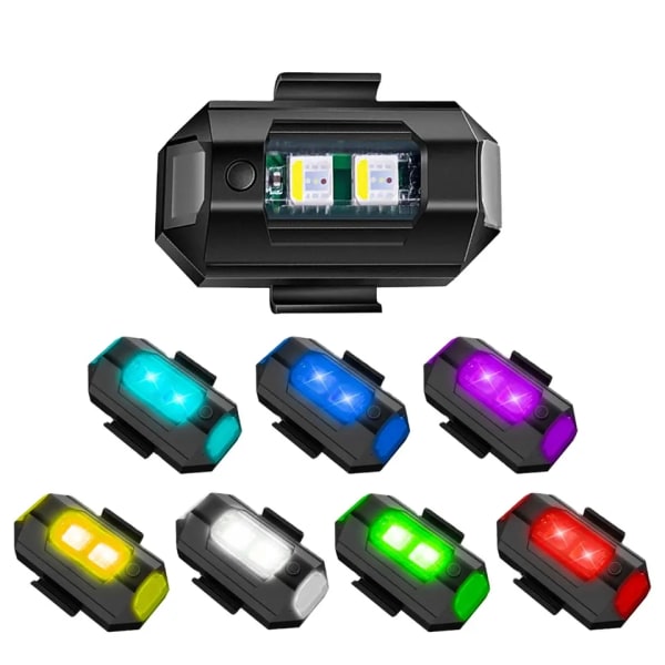 7st LED-blixtljus Anti-kollisionsflygplansljus USB uppladdningsbar varningssignalbelysning 7 färger för alla DJI Drones Motocycle Dirt Bi