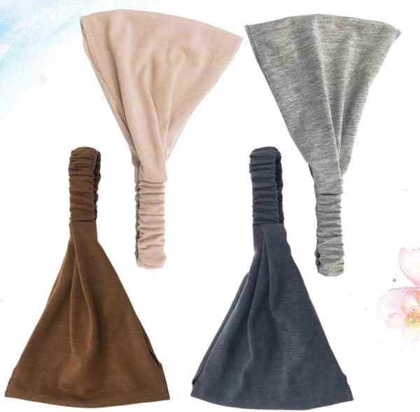 4 stk. elastisk pannebånd i stoff for kvinner, yoga, løping
