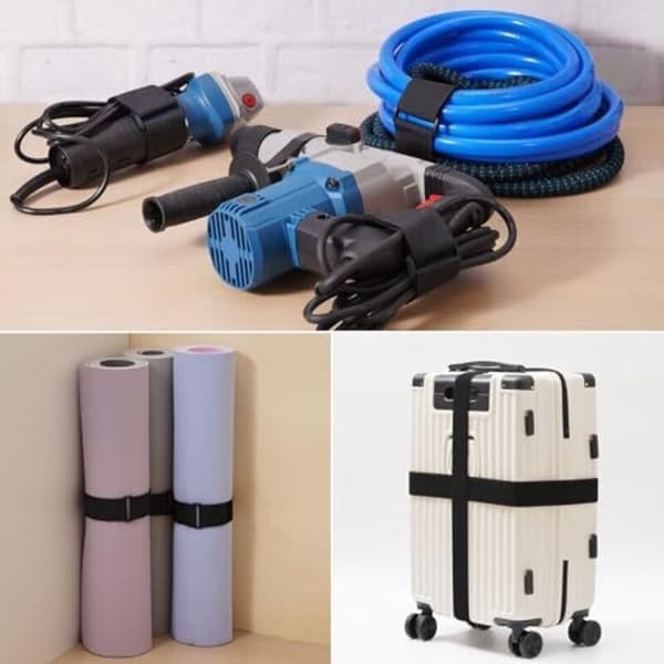 Heavy Duty 5 cm x 5 m Hook and Loop Strap with 15 Loops - Adjustable, Cuttable, and Reusable, Ideal for Cables, Hoses, Pipes, and More