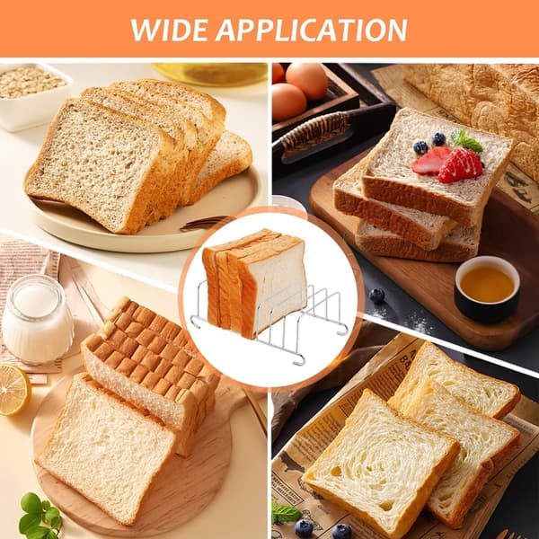 Brødstativ i rustfrit stål, brødhylde tilbehør til airfryer, rektangulær pandekageholder airfryer brødkølerist (sølv, størrelse: 15,5 x 9 cm)
