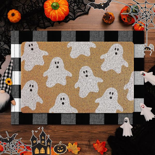 2 stk Halloween høst velkomstmatte bøffelrutete verandadekor Blue